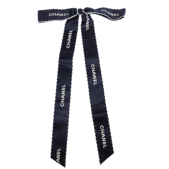 Chanel Bow Motif Brooch Pin Navy Satin - Picture 1 of 4